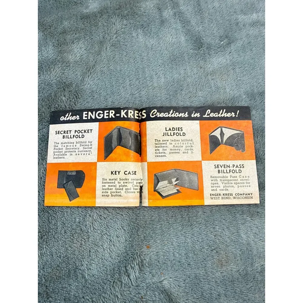 DONE NOS Vintage EK Swing-It Wallet Original Box Inserts Coin Pocket Monogramed